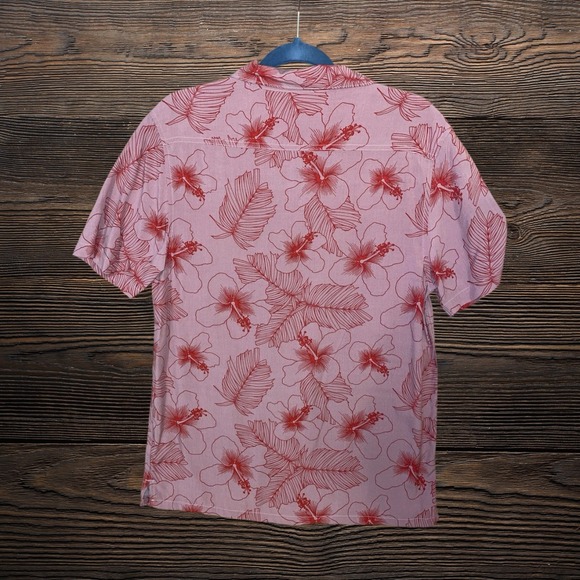Laguna Men's M Pink Red Floral Hawaiian Short Sleeve Breathable Button-Up Shirt - Picture 2 of 6